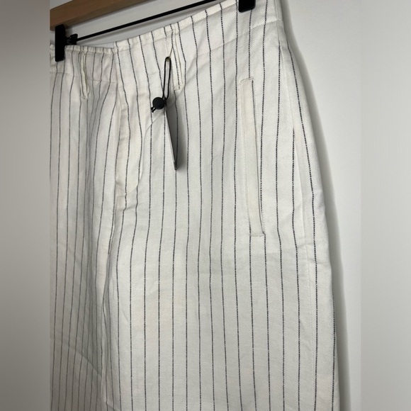 Rag and Bone - White Stripe Dylan Cropped Linen Pants - Size 2 - Picture 4 of 10